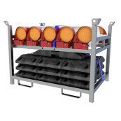 SET 3 | with 10 traffic panels, plates, lights | on stock and trasport pallet | with foil type RA1/A, red/white | on both sides arrowed | BASt turn traffic panel